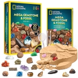 NATIONAL GEOGRAPHIC Mega Fossil and Gemstone Dig Kits – Excavate 20 Real Fossils and Gems @ $22.49