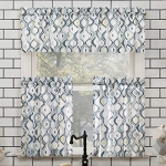No. 918 Barker Geometric Semi-Sheer Rod Pocket Kitchen Curtain Valance and Tiers Set @ $5.99