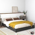 Queer Eye Queen Liam Upholstered Low Bed Frame (82.5 x 62.5 x 9.5 Inch, Dark Gray Velvet) @ $89.00