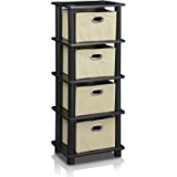 Furinno LAci 4-Bins System Rack (Oak/Black/Light Brown) @ $17.60