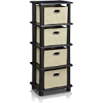 Furinno LAci 4-Bins System Rack (Oak/Black/Light Brown) @ $17.60