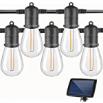GUDDL 48Ft Solar Outdoor String Lights with 15 S14 Led Bulbs @ $24.99