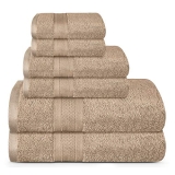 TRIDENT Soft and Plush 6 Piece Towel Set – Super Soft, Highly Absorbent, Hotel Luxury Bath Towels, Machine Washable, Soft Comfort – Acorn