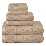 TRIDENT Soft and Plush 6 Piece Towel Set – Super Soft, Highly Absorbent, Hotel Luxury Bath Towels, Machine Washable, Soft Comfort – Acorn