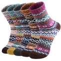 Pleneal 5 Pack Wool Socks for Women- Winter Warm Wool Socks Thick Knit Soft Cozy Socks @ $4.99