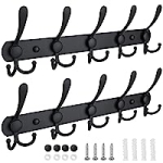 2-Pack TICONN Wall Mounted Coat Rack w/5 Heavy Duty Tri Hooks @ $13.26