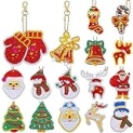 WILLBOND 16 Pieces Christmas DIY Diamond Key Chain Christmas DIY Double Sided 5D Diamond Painting Keychains Full Drill Key Ring Pendants for DIY Christmas Art Crafts @ $6.00