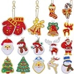 WILLBOND 16 Pieces Christmas DIY Diamond Key Chain Christmas DIY Double Sided 5D Diamond Painting Keychains Full Drill Key Ring Pendants for DIY Christmas Art Crafts @ $6.00
