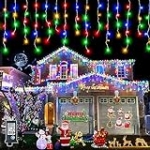 66ft 640 LED Christmas Lights Outdoor – 8 Modes Icicle Lights with 120 Drops, Waterproof Plug in Fairy String Lights with Timer Memory for Party, Holiday, Wedding, Christmas Decoration, Multicolor @ $24.00