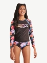 Justice Girls Long Sleeve Rashgaurd Swimsuit Set, Sizes 5-20