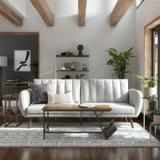 Novogratz Brittany Futon Sofa Bed and Couch Sleeper, Cool Gray Linen @ $152.00