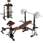 Generic Adjustable Weight Bench with Barbell Rack @ $98.74