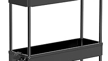 SPACEKEEPER Slim Rolling Storage Cart 4 Tier Bathroom Organizer Cart Mobile Shelving Unit Slide Out Utility Cart for Kitchen, Bthroom, Makeup, Craft, Laundry Narrow Places, Black @ $9.99
