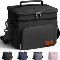 HOTOR Insulated Lunch Box for Men & Women – Leak-Proof Cooler Lunch Bag with 4 Pockets, Adjustable Strap, Ideal for Work, Picnic, Travel – Medium, Black, 10.2