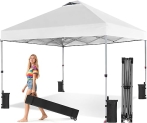 OLIXIS 10x10ft Pop Up Canopy Tent, Heavy Duty 1-Person One Push Setup, Portable Outdoor Shelter for Beach, Events, Camping Includes Rolling Carry Bag, White @ $59.98