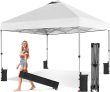 OLIXIS 10x10ft Pop Up Canopy Tent, Heavy Duty 1-Person One Push Setup, Portable Outdoor Shelter for Beach, Events, Camping Includes Rolling Carry Bag, White @ $59.98