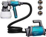 Tilswall Paint Sprayer 800W HVLP Spray Paint Gun, Electric Paint Sprayer Gun with 4 Nozzles & 3 Patterns for House Painting Furniture Cabinets Fence Home Walls Shark 800 (Blue, 1300 ml) @ $19.99