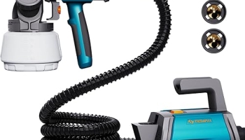 Tilswall Paint Sprayer 800W HVLP Spray Paint Gun, Electric Paint Sprayer Gun with 4 Nozzles & 3 Patterns for House Painting Furniture Cabinets Fence Home Walls Shark 800 (Blue, 1300 ml) @ $19.99