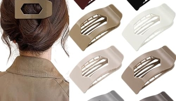 8 Pack Flat Hair Clips for Women – Glossy Neutral No-Slip Flat Claw Clips for Thick & Thin Hair, Large Strong Hold Square Rectangle Hair Accessories for Work & Stylish Fall Outfits @ $3.99