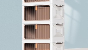 4 Tier Plastic Storage Bins with Lid 23QT, Stackable Storage Containers with Wheels, Folding Storage Boxes, Collapsible Storage Bins, Closet Organizers and Storage for Living Room @ $39.09