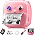 Kids Instant Print Camera- Christmas Birthday Gifts for Age 3-12 Girls Boys- Selfie Digital Camera with 32GB SD Card- Toddlers Portable Travel Toy for 3 4 5 6 7 8 9 10 Year Old Girls Boys-Pink @ $17.99