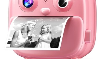 Kids Instant Print Camera- Christmas Birthday Gifts for Age 3-12 Girls Boys- Selfie Digital Camera with 32GB SD Card- Toddlers Portable Travel Toy for 3 4 5 6 7 8 9 10 Year Old Girls Boys-Pink @ $17.99