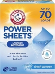 ARM & HAMMER Power Sheets Laundry Detergent, Fresh Breeze Scent, No Mess, Lightweight and Travel-Friendly, 35 Count, Up to 70 Small Loads @ $5.25