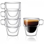 4PK JoyJolt Stoiva Double Wall Insulated Espresso Glass Cups 5oz
