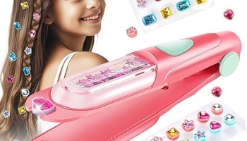 kidzkube Hair Gem Stamper Kit, Bling Hair Jewels for Girls Toys, Hair Styling Tool with Reusable Shining Diamonds, Birthday Gifts Toys for Girls Ages 3 4 5 6 8-12