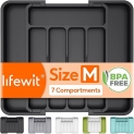 Lifewit Silverware Drawer Organizer, Expandable BPA Free Utensil Tray for Kitchen, Adjustable Flatware and Cutlery Holder for Spoons Forks Knives, Plastic Kitchen Organizers and Storage, Black @ $4.99