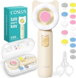 COSLUS Baby Nail File, Baby Nail Trimmer Electric, Baby Nail Clipper – Gentle, Quiet with 360° Light, Safe for Sleep Time Grinding, 16-in-1 Kit for Newborn, Infant & Toddler (C50, Lemon Yellow) @ $3.99