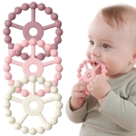 3 Pack Ring Teether Baby Infant Toys, Baby Essentials, Silicone Teething Ring Toys for Babies 0-6 Months, Seposeve Toddler Teethers 6-12 Months 12-24 Months, Infant Teething Relief, Purple Pink White @ $5.99