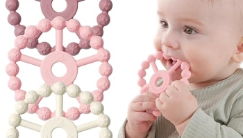 3 Pack Ring Teether Baby Infant Toys, Baby Essentials, Silicone Teething Ring Toys for Babies 0-6 Months, Seposeve Toddler Teethers 6-12 Months 12-24 Months, Infant Teething Relief, Purple Pink White @ $5.99