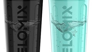 VELOMIX -2 Pack- 28 oz Protein Shaker Bottles for Protein Mixes – 2x Wire Whisk | Leak Proof Shaker Cups for Protein Shakes and Pre Workout | Protein Shaker Bottle Pack (B4) Black/Turquoise @ $9.99