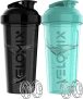 VELOMIX -2 Pack- 28 oz Protein Shaker Bottles for Protein Mixes – 2x Wire Whisk | Leak Proof Shaker Cups for Protein Shakes and Pre Workout | Protein Shaker Bottle Pack (B4) Black/Turquoise @ $9.99