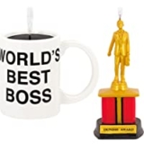 2-Set Hallmark Ornaments (The Office Dundie Award and Coffee Mug) @ $8.48