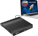 Gotega External DVD Drive, USB 3.0 Portable +/-RW, DVD Player for CD ROM Burner Compatible with Laptop Desktop PC Windows Linux OS Apple Mac Black @ $6.49