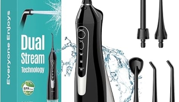 COSLUS Water Dental Flosser Teeth Pick C20: ADA Accepted, Portable Cordless Oral Irrigator 300ML Rechargeable Travel Irrigation Cleaner IPX7 Waterproof Electric Flossing Machine for Teeth, Black @ $9.99