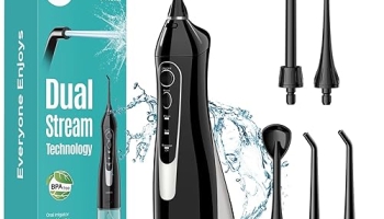 COSLUS Water Dental Flosser Teeth Pick C20(F5020E): Portable Cordless Oral Irrigator 300ML Rechargeable Travel Irrigation Cleaner IPX7 Waterproof Electric Flossing Machine for Teeth Cleaning