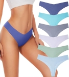 Hellopopgo Seamless Thongs For Women V-waisted No Show Thong Seamless Panties Breathable Comfortable Underwear Womens 6-Pack @ $5.99
