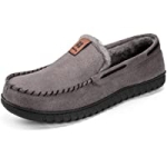 HomeTop Mens Suede Memory Foam Moccasin Slippers Shoes