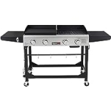 Royal Gourmet GD401 4-Burner Portable Flat Top Propane Gas Grill and Griddle Combo with Side Table @ $176.00