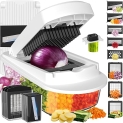 8 Blade All-in-1 Vegetable Chopper Mandoline Slicer with Container, Food Chopper, Onion Chopper, Veggie Cutter for Salad, Kitchen Gadgets Accessories Essentials, White @ $9.99