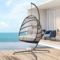 Nicesoul Foldable PE Wicker Brown Hanging Egg Chair With Stand Swing Chair  @ $159.00