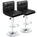 Set of 2 Homall Modern PU Leather Height Adjustable Swivel Bar Stools with Back (Black) @ $59.99