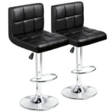 Set of 2 Homall Modern PU Leather Height Adjustable Swivel Bar Stools with Back (Black) @ $59.99