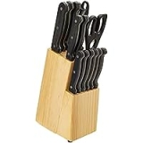 Amazon Basics 14-Piece Kitchen Knife Set w/Pine Wood Block @ $19.18