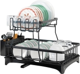 Dish Drying Rack for Kitchen Counter with Dryer Mat @ $14.99