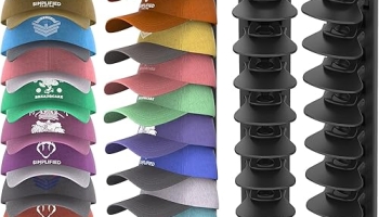 Hat Organizer for Baseball Caps Hold Up to 40 Hats, 2 Pack Hat Rack for Wall, Strong Adhesive Hat Storage Display Holder for Closet Door and Wall (Black)