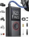 Tire Inflator Portable Air Compressor, 150 PSI Cordless Bike Pump, Air Pump for Auto, Motorcycle, Bicycle, Balls with Pressure Gauge, LED Light & Car Accessories, Black, Standard Capacity @ $9.96